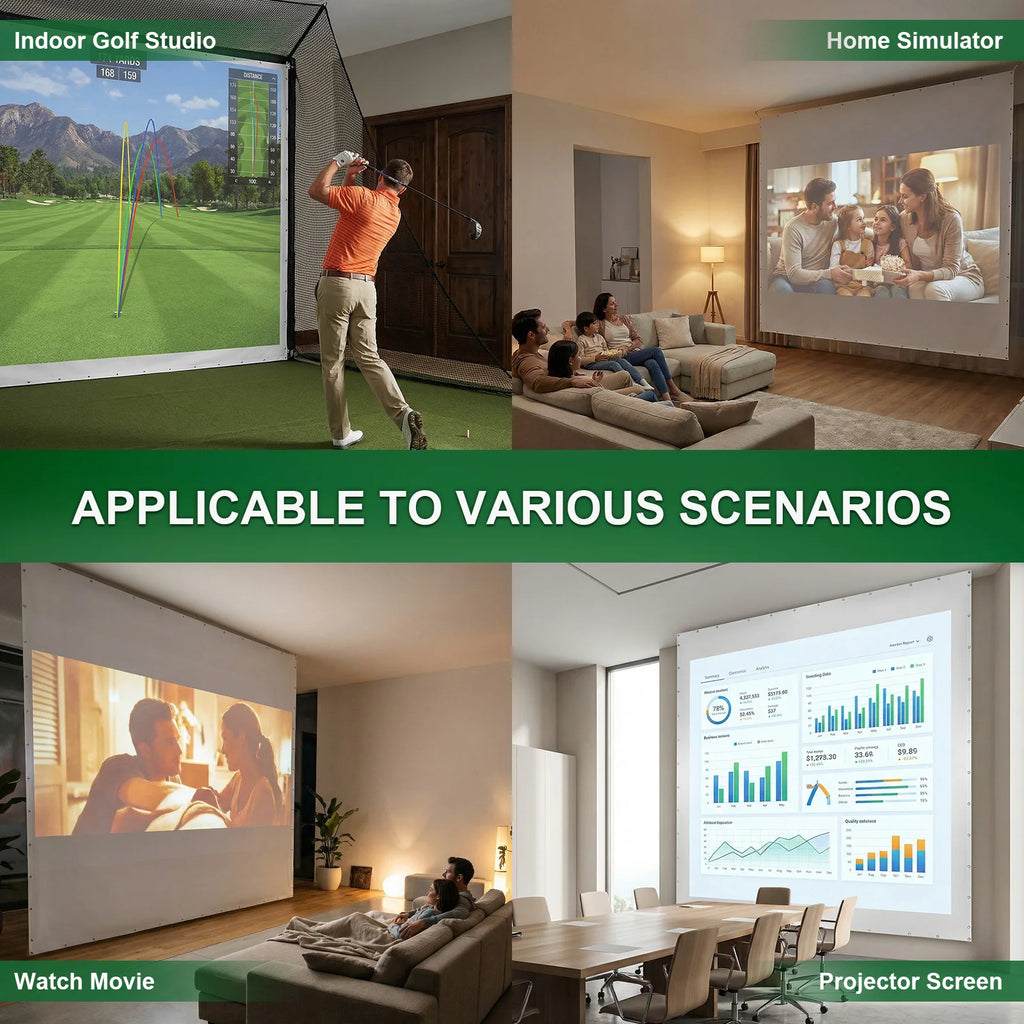 Washable Golf Impact Screen with Bungee Cords Silent Golf Practice Simulator Backdrop for Golf Training Equipment Indoor/Outdoor