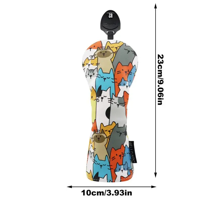 Golf Driver Head Covers Cartoon Cat Driver Headcover Funny Golf Club Covers Waterproof And Functional Fit Drivers And Fairway