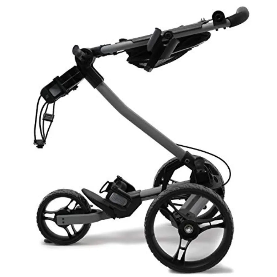 Trilite Golf Push Cart Lightweight and Folding Golf Cart with Adjustable Golf Bag Stand Durable Aluminum Frame in Black Compact