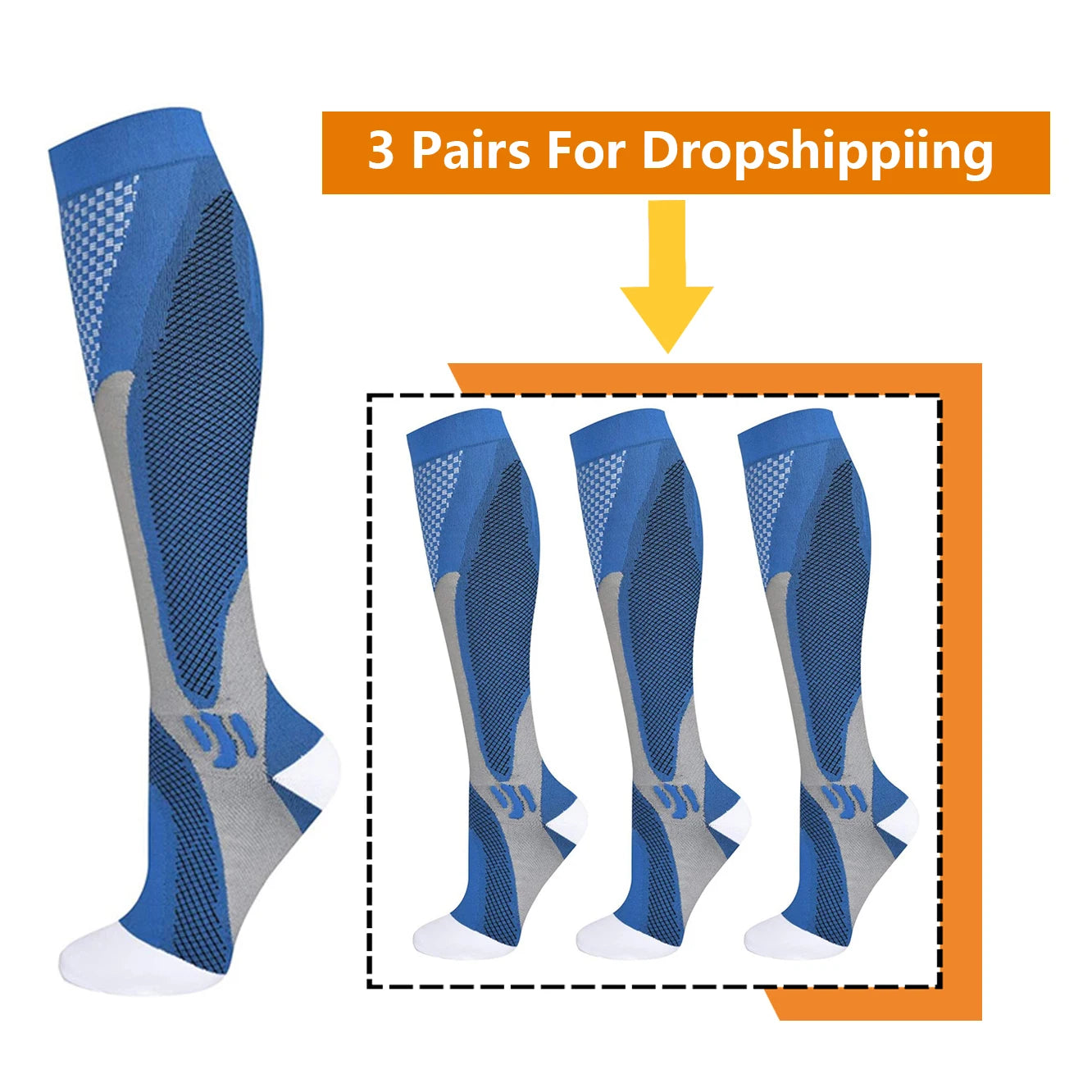 Brothock 3 Pairs For Dropshipping Compression Socks 20-30 mmHg Athletic Nylon Medical Nursing Stockings Sport
