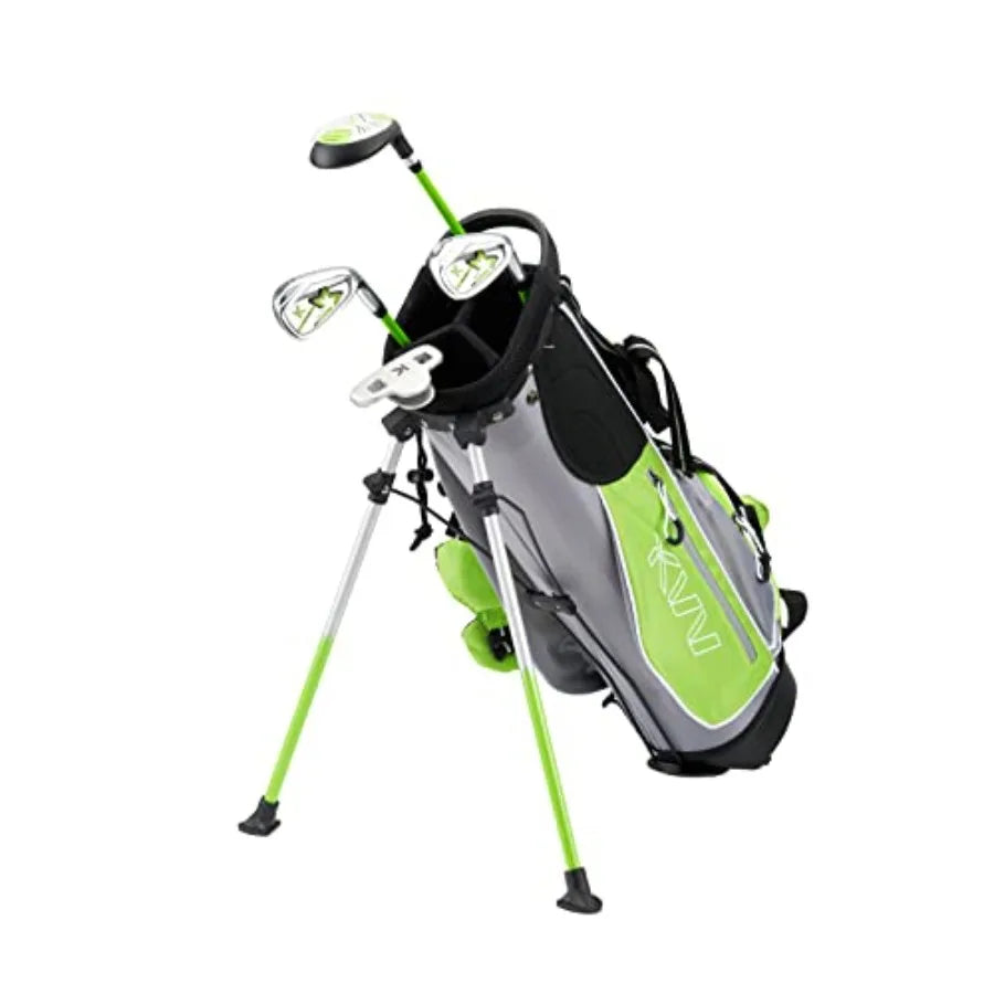 Junior Complete Golf Club Set for / Right Hand Includes Oversize Driver Irons Putter Head Cover Portable Golf Stand Bag Perfect