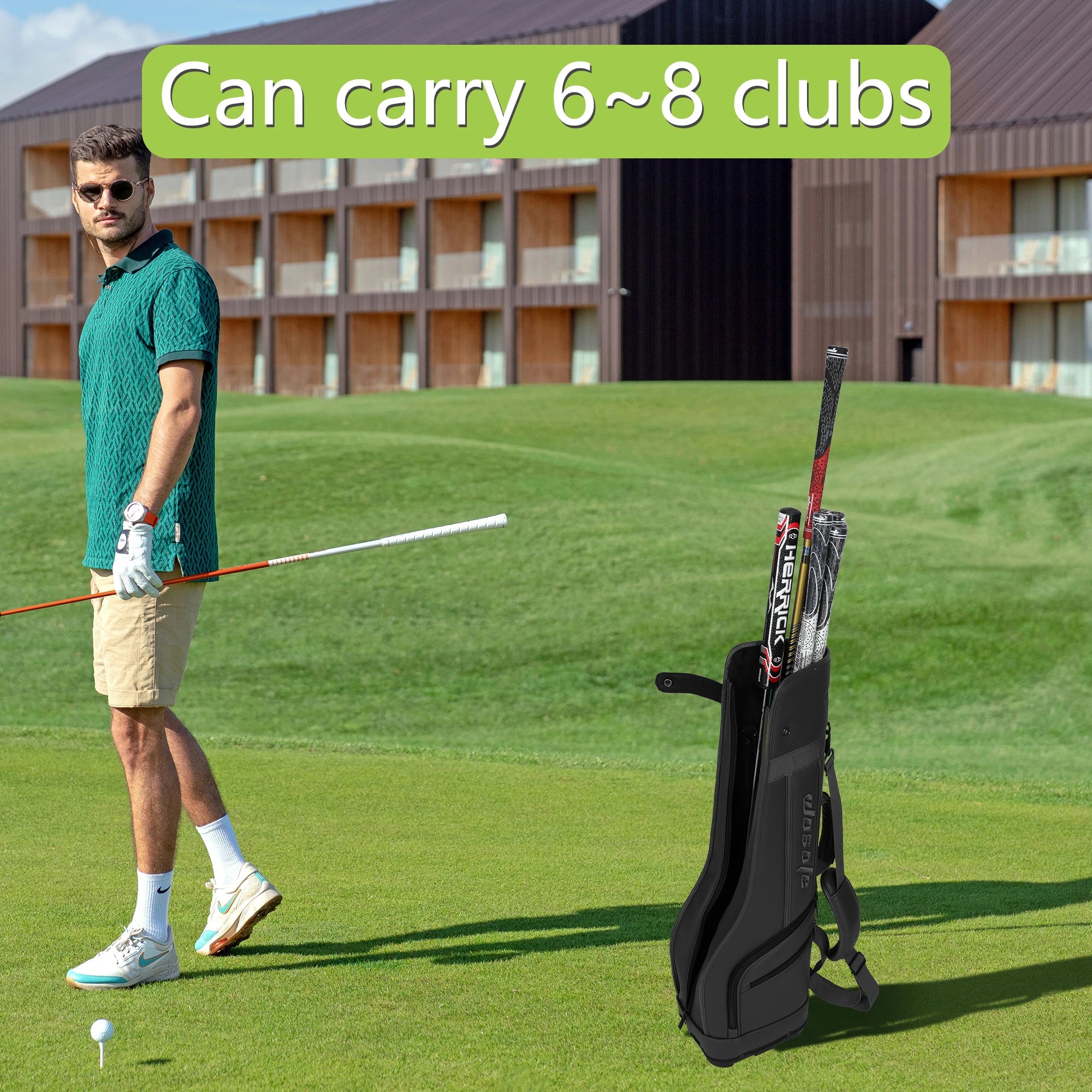 Small Park Golf Carry Bag, PU Women Men Lightweight Par3 Gofl Bag, Holds a Full Set of Clubs for Driving Range Practice with Sho