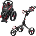 GC408 Folding Golf Push Cart 3 Wheel Lightweight Golf Trolley for Golf Clubs and Bag with Cup Holder Scorecard Holder Storage C