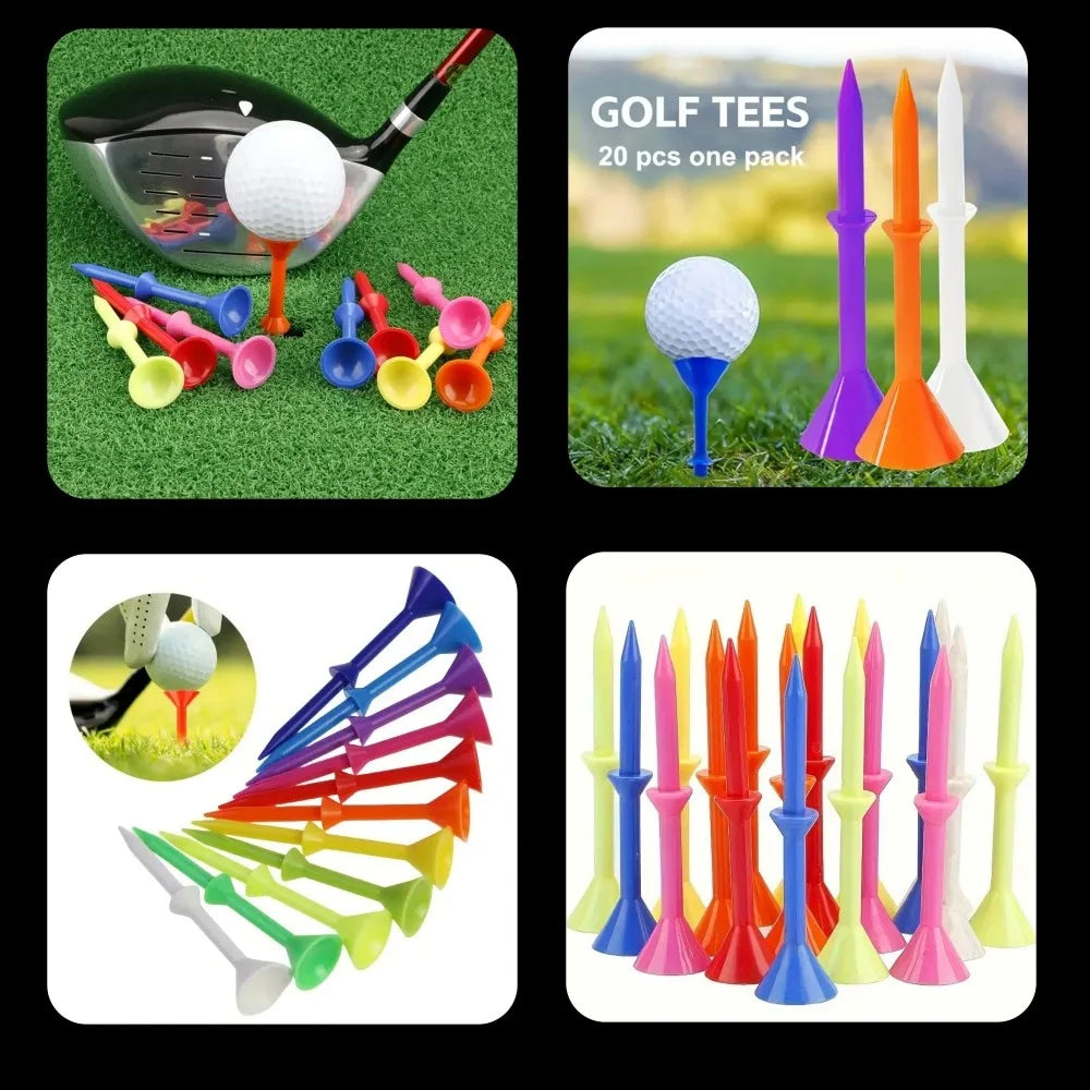 50Pcs Golf Tees 3 1/4 Inch 83mm Mixed Color PVC Durable Stable Nails Reduce Friction for Golf Sports Practice Driving Range