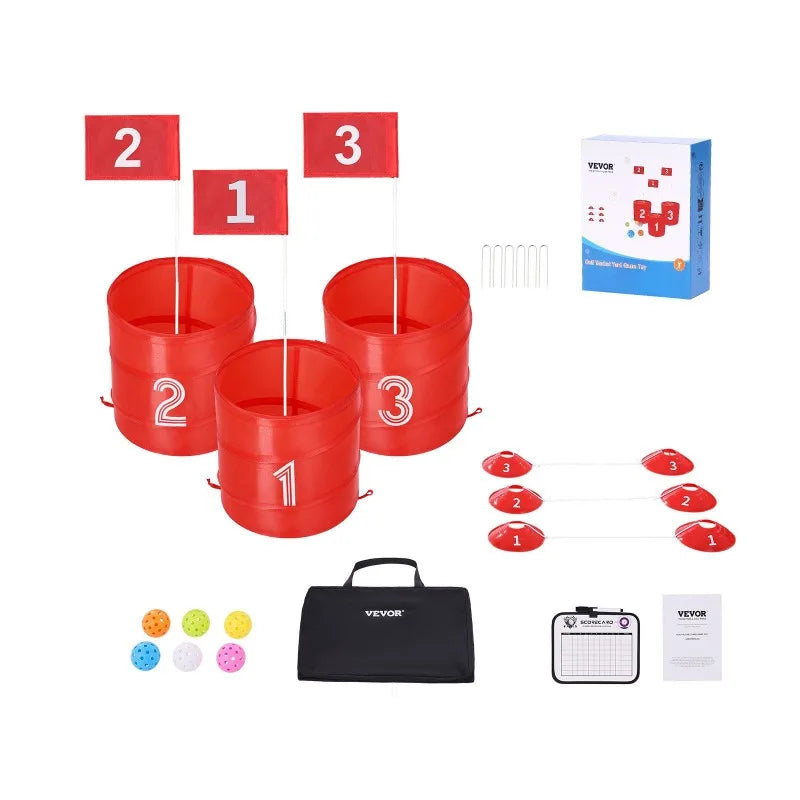 3 Hole Portable Backyard Golf Game Bucket Golf Kids Adults Outdoor Yard Patio Garden Family Sports Activity