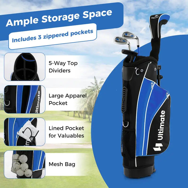 Junior Complete Golf Club Set For Age 8 to 10-Blue
