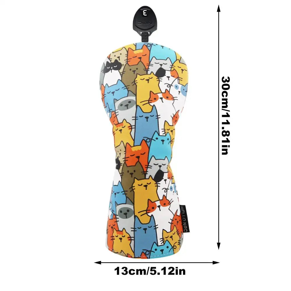 Golf Driver Head Covers Cartoon Cat Driver Headcover Funny Golf Club Covers Waterproof And Functional Fit Drivers And Fairway
