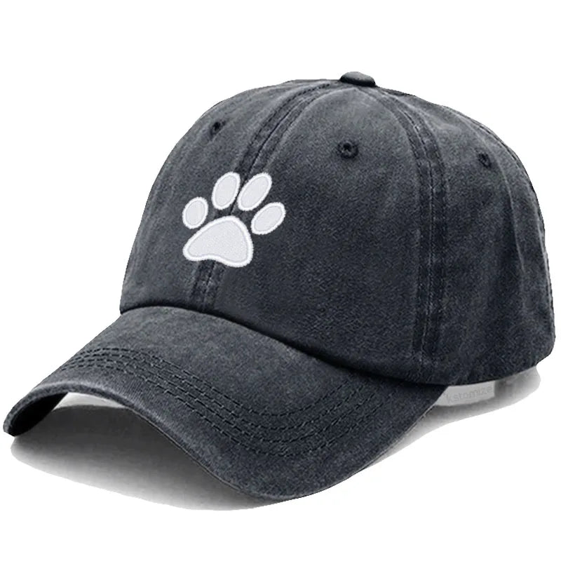 Dog Paw Embroidered Baseball Cap for Women Men Fashion Adjustable Washed Cotton Dad Hat Unisex Classic Golf Caps
