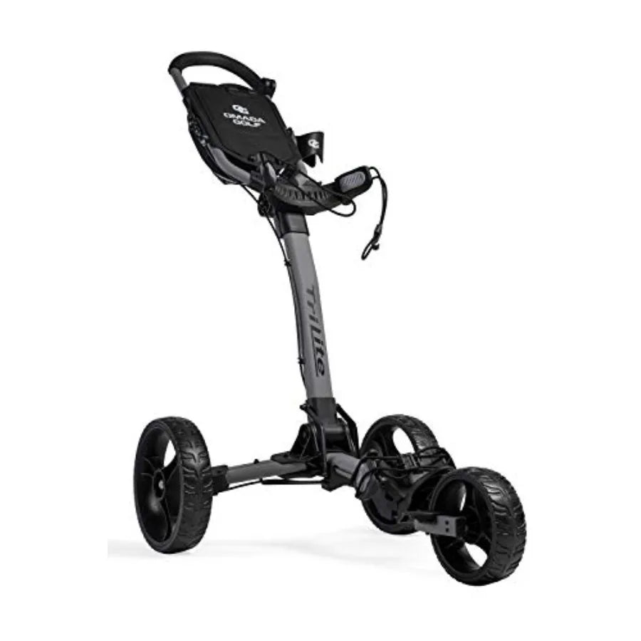 Trilite Golf Push Cart Lightweight and Folding Golf Cart with Adjustable Golf Bag Stand Durable Aluminum Frame in Black Compact