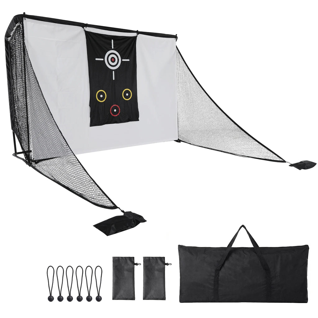 10x7ft Golf Hitting Aid Net with 2 Side Barriers & Storage Bag Golf Practice Net for Backyard Outdoor Driving Chipping Practice