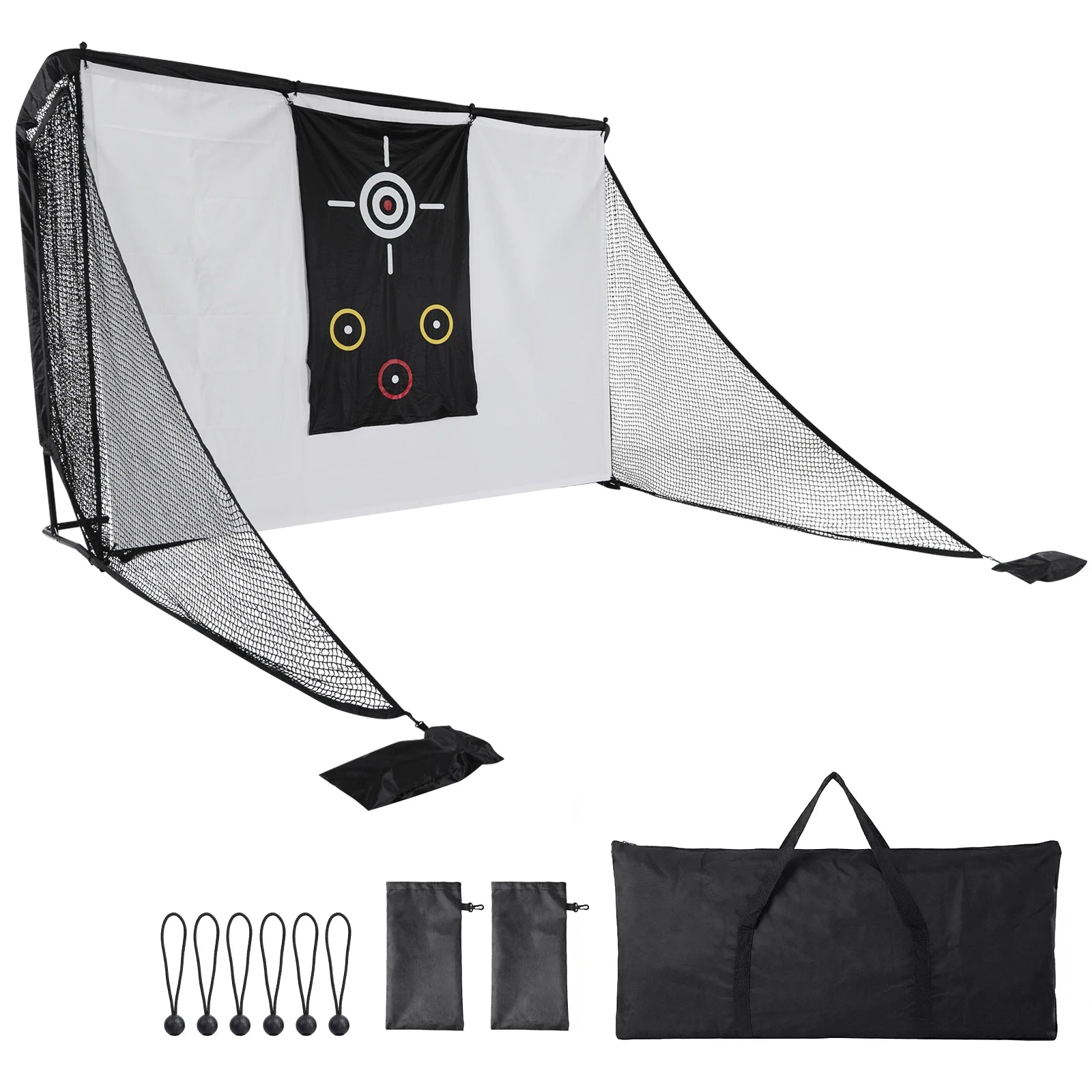 10x7ft Golf Hitting Aid Net with 2 Side Barriers & Storage Bag Golf Practice Net for Backyard Outdoor Driving Chipping Practice