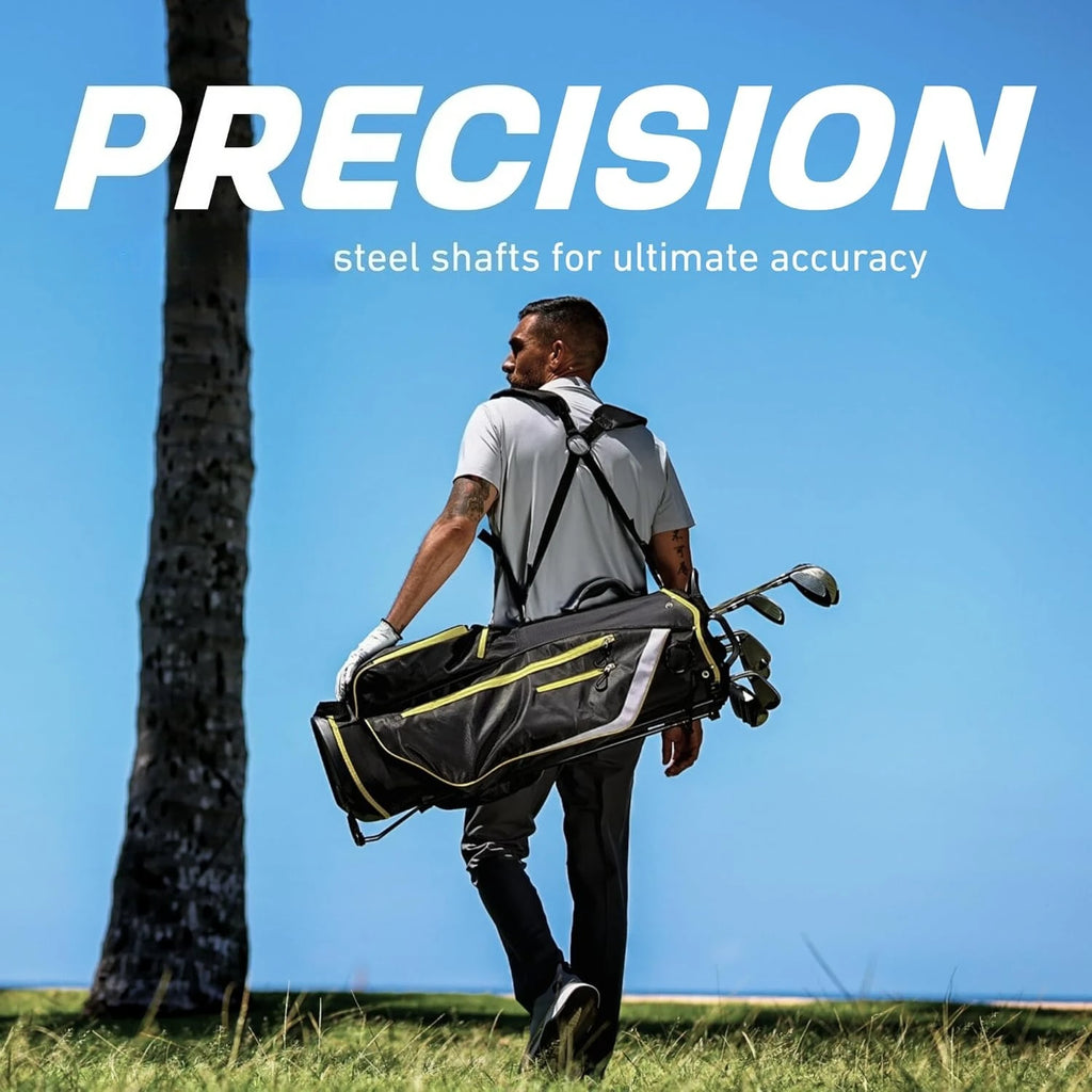 Men’s 17-Piece Golf Set – Driver, Woods, Hybrids, Irons (6-SW), Putter, Stand Bag, 4 Headcovers and Rainhood
