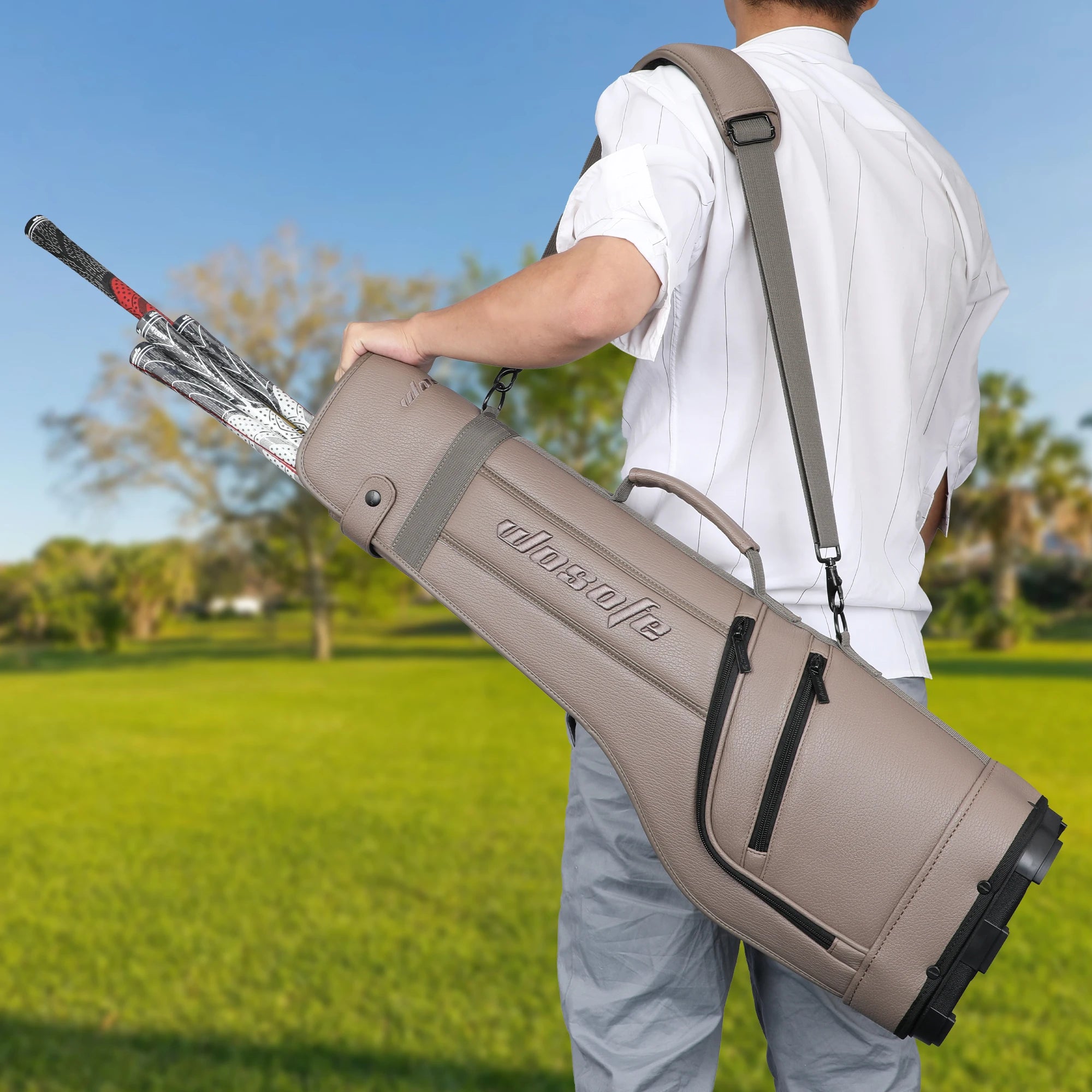 Small Park Golf Carry Bag, PU Women Men Lightweight Par3 Gofl Bag, Holds a Full Set of Clubs for Driving Range Practice with Sho