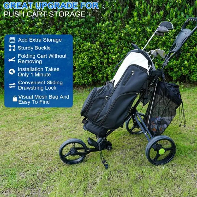 Golf Push Cart Storage Bag Mesh Lightweight Golf Storage Bags For Men Breathable Golf Bag Golf Push Cart Accessories Closure