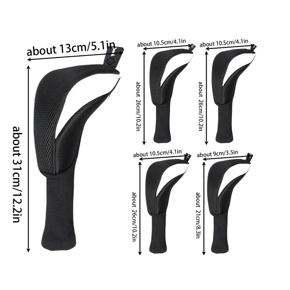 Golf Head Cover Set 5 Pieces Golf Hybrid Headcover Dustproof Protective Club Covers Anti-Slip Wood Hybrid Head Cover Protective