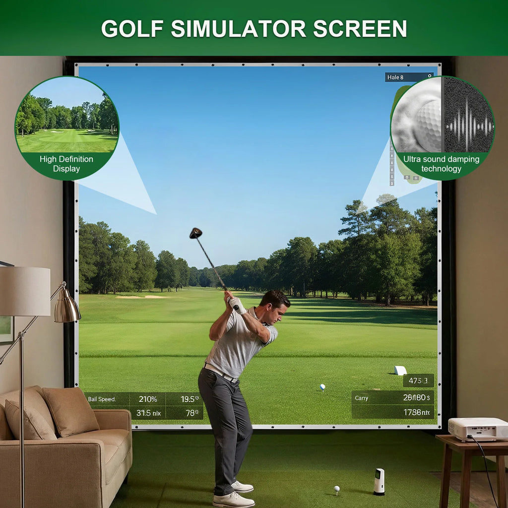 Golf Simulator Impact Screen Easy To Install Golf Practice Simulator Backdrop for Training Indoor/Outdoor