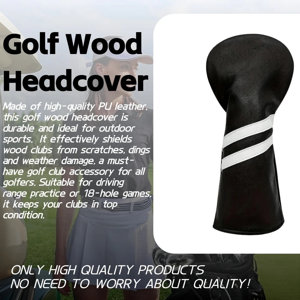 Golf Club Headcover 3pcs PU Material Outdoor Golf Sports Prevents Friction Durable Impact Essential Golfer Course Use Accessory