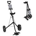 Golf Push Pull Cart 2 Wheels Foldable Lightweight Golf Trolley Cart w/Scoreboard Collapsible Golf Push Cart w/