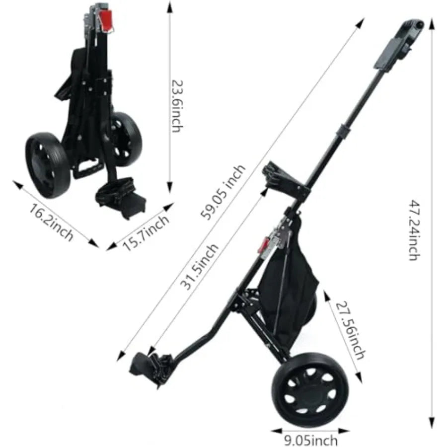2 Wheel Foldable Golf Push Cart Collapsible Golf Trolley Push Pull Golf Cart Golf Hand Cart 2 Wheel Golf Cart Golf Bag Cart