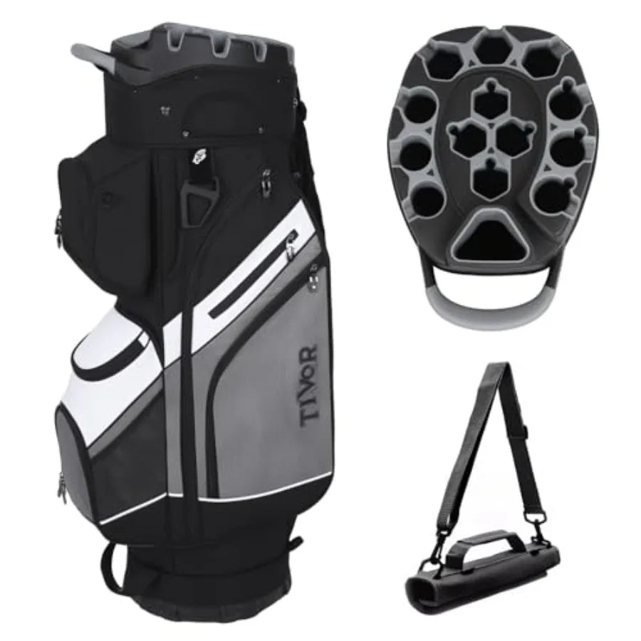 Golf Cart Bag 14-Way Top with Full-Length Dividers 11 Pockets Easy-Access Handle Rain Hood Mini Carry Bag
