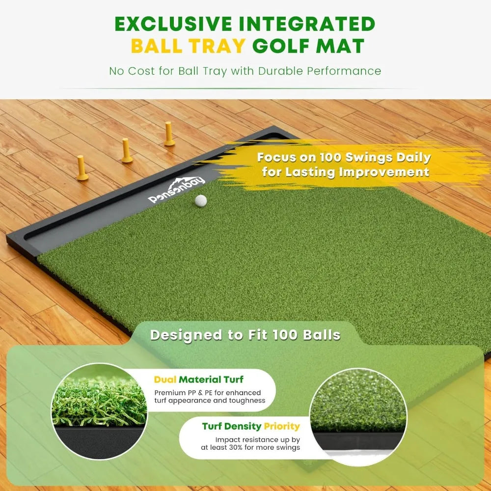 Thickening Integrated Golf Mat 5x4ft 6x4ft 6x5ft with Ball Tray for Outdoor & Indoor Practice 26mm-31mm Surface