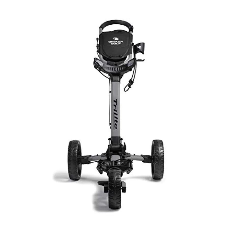 Trilite Golf Push Cart Lightweight and Folding Golf Cart with Adjustable Golf Bag Stand Durable Aluminum Frame in Black Compact
