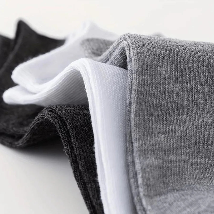 5 Pairs of Soft and Comfortable Thin Socks - Black/white/gray, Versatile Solid Color Casual, Suitable for Daily Wear, Unisex