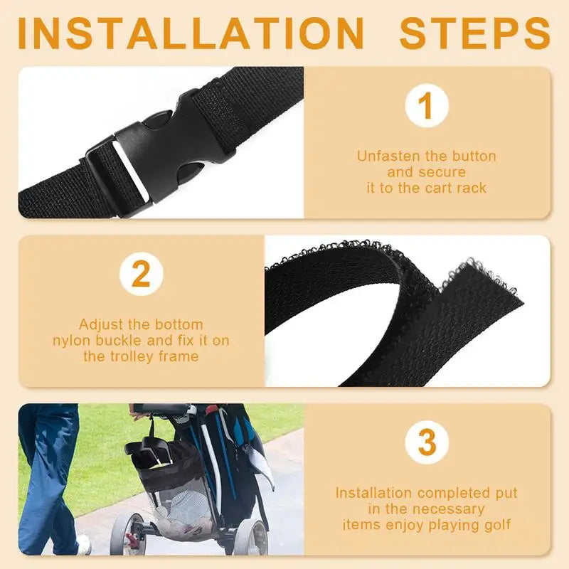 Golf Push Cart Storage Bag Mesh Lightweight Golf Storage Bags For Men Breathable Golf Bag Golf Push Cart Accessories Closure