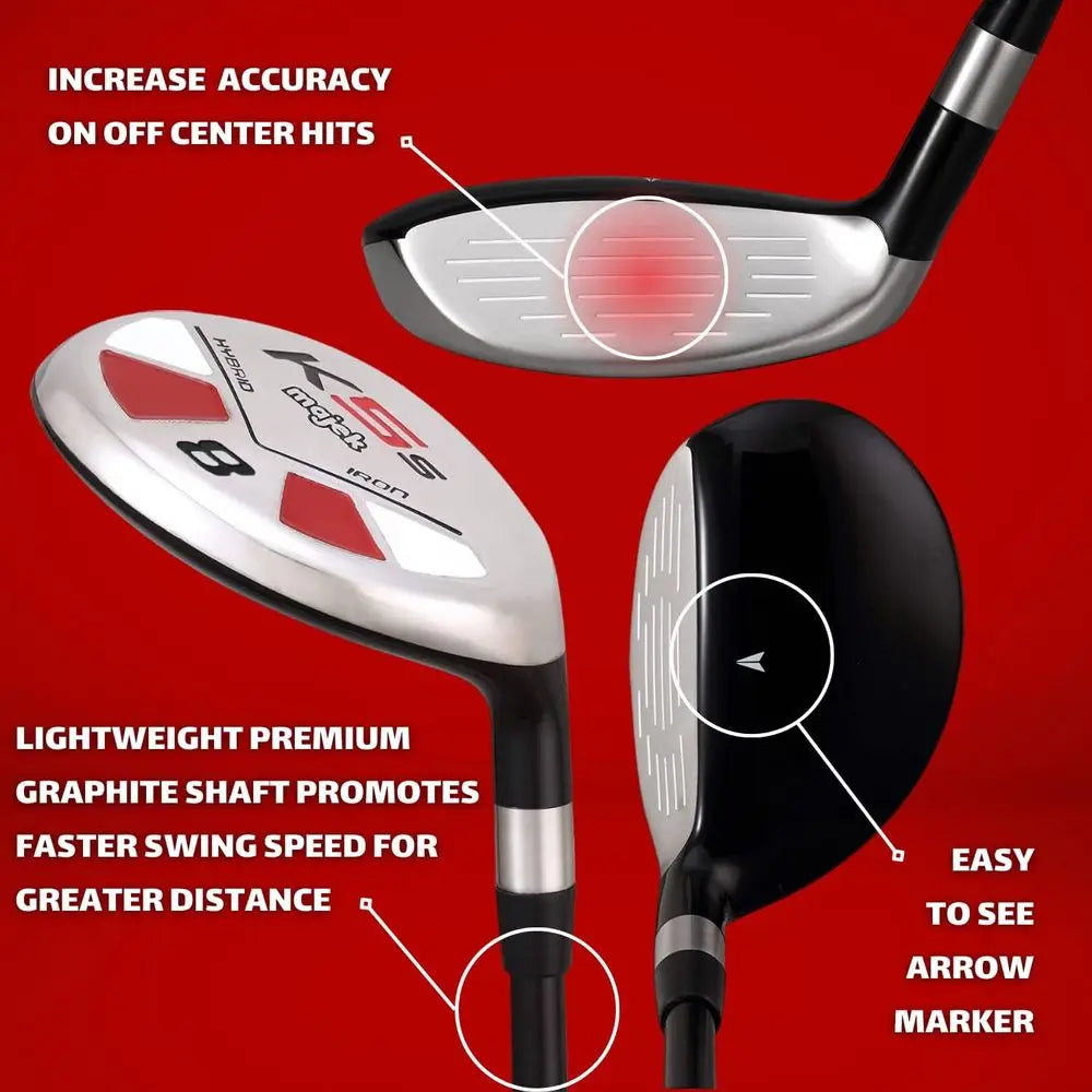 Men's Golf Hybrid Club Set, Includes 8, 9, Pitching Wedge, Utility Club