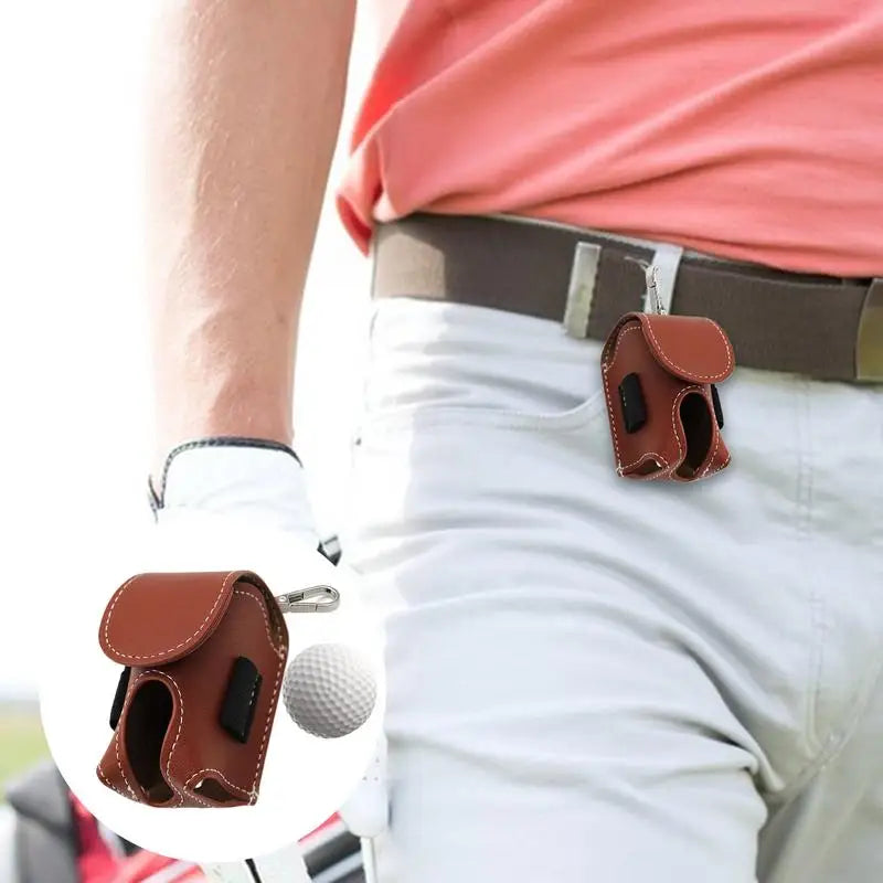 Golf Bag Holder Golf Ball Storage With Keychains PU Leather Multi-functional Golfing Accessories For Men Women Golfer Practice