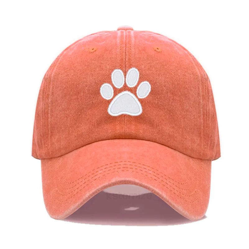 Dog Paw Embroidered Baseball Cap for Women Men Fashion Adjustable Washed Cotton Dad Hat Unisex Classic Golf Caps