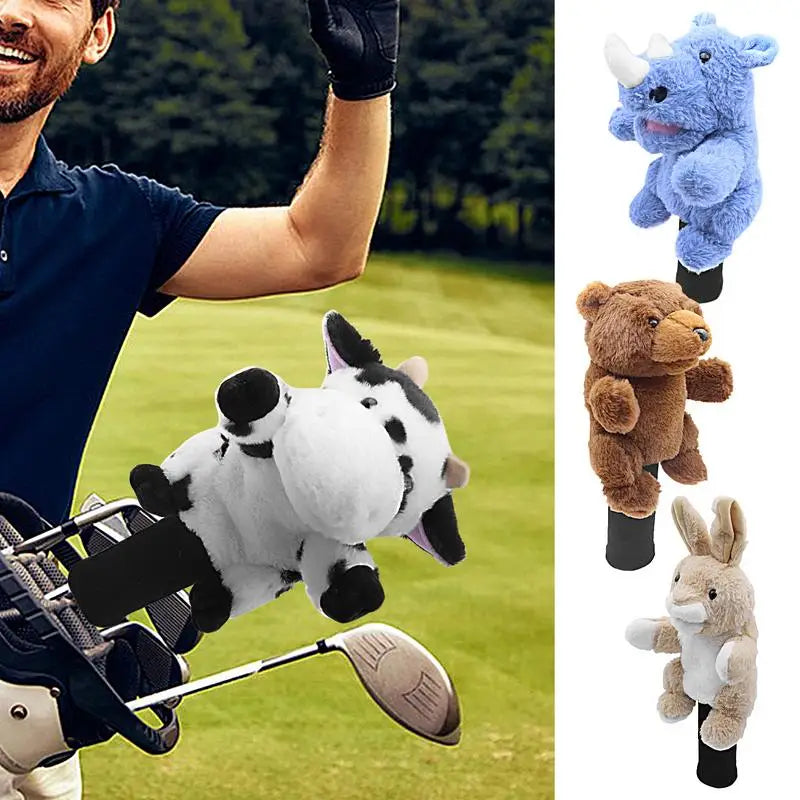 Golf Head Covers Plush Driver Cover Golf Heads Cartoon Stuffed Animal Putter Headcover Animal Golf Headcover Golf Club Protector