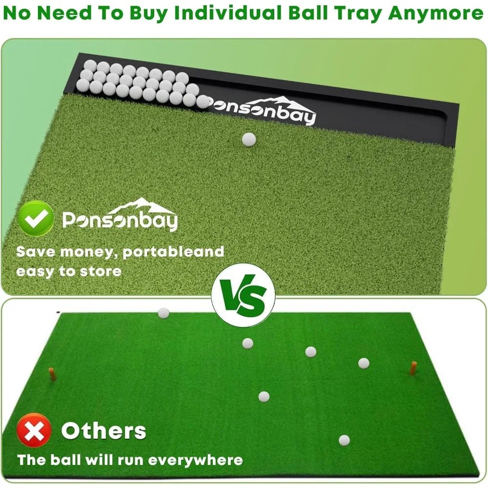 Thickening Integrated Golf Mat 5x4ft 6x4ft 6x5ft with Ball Tray for Outdoor & Indoor Practice 26mm-31mm Surface