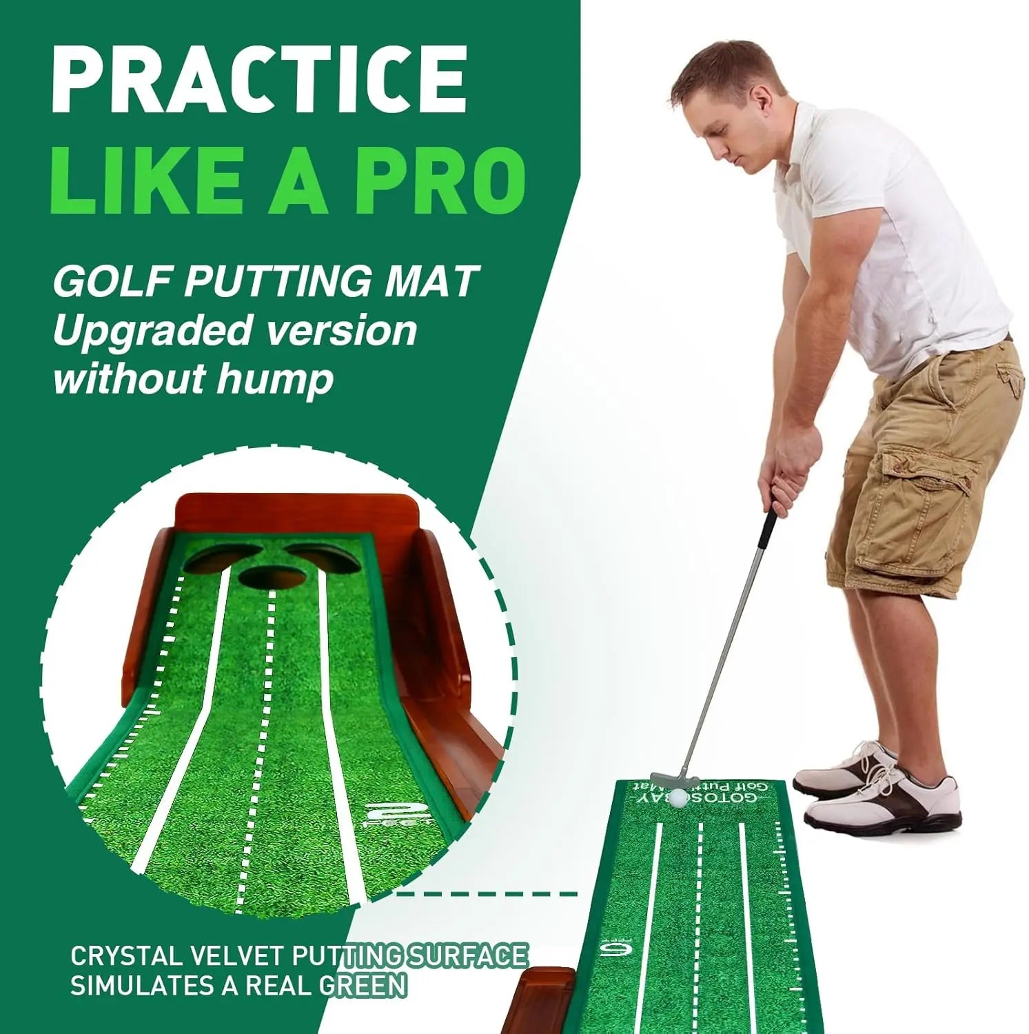 Indoor Golf Putting Mat with Auto Ball Return - Premium Practice for Home, Office, Outdoors - Perfect Gift