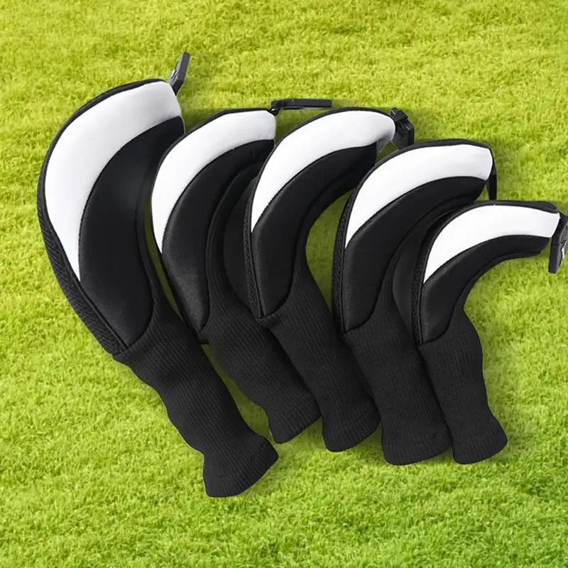 Golf Head Cover Set 5 Pieces Golf Hybrid Headcover Dustproof Protective Club Covers Anti-Slip Wood Hybrid Head Cover Protective