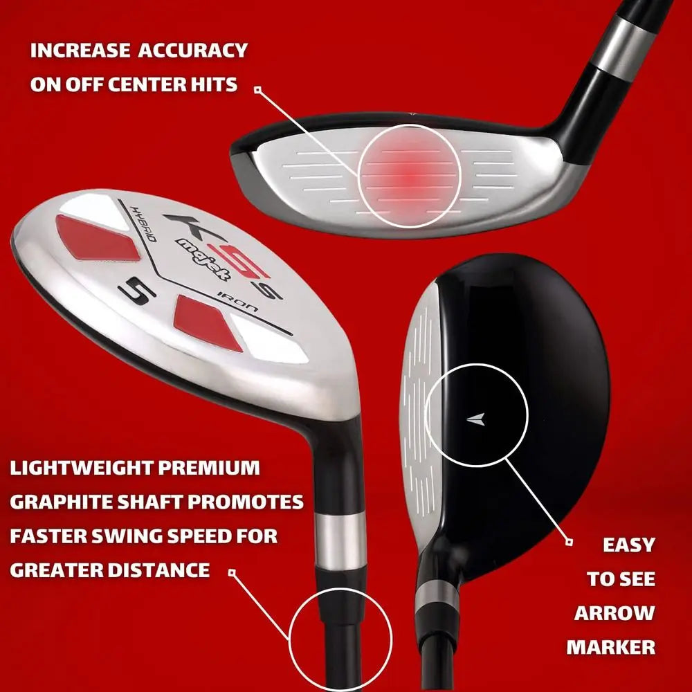 Men's Golf Hybrid Club Set: 5-9 Irons, Pitching Wedge, Senior Right-Handed Utility A Model