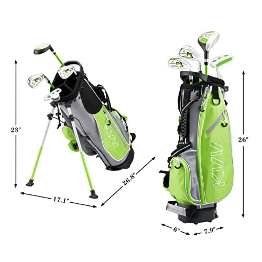 Junior Complete Golf Club Set for / Right Hand Includes Oversize Driver Irons Putter Head Cover Portable Golf Stand Bag Perfect
