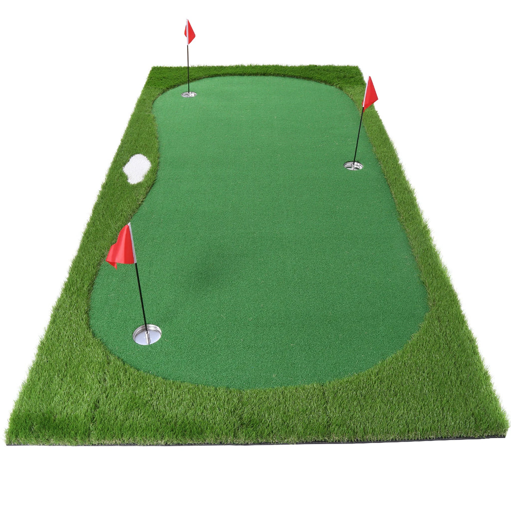 Golf Putting Training Mat Golf Practice Hitting Green Mat with Movable Cup/Slope Pad 3mx1.5m for Putting Practice Indoor Outdoor