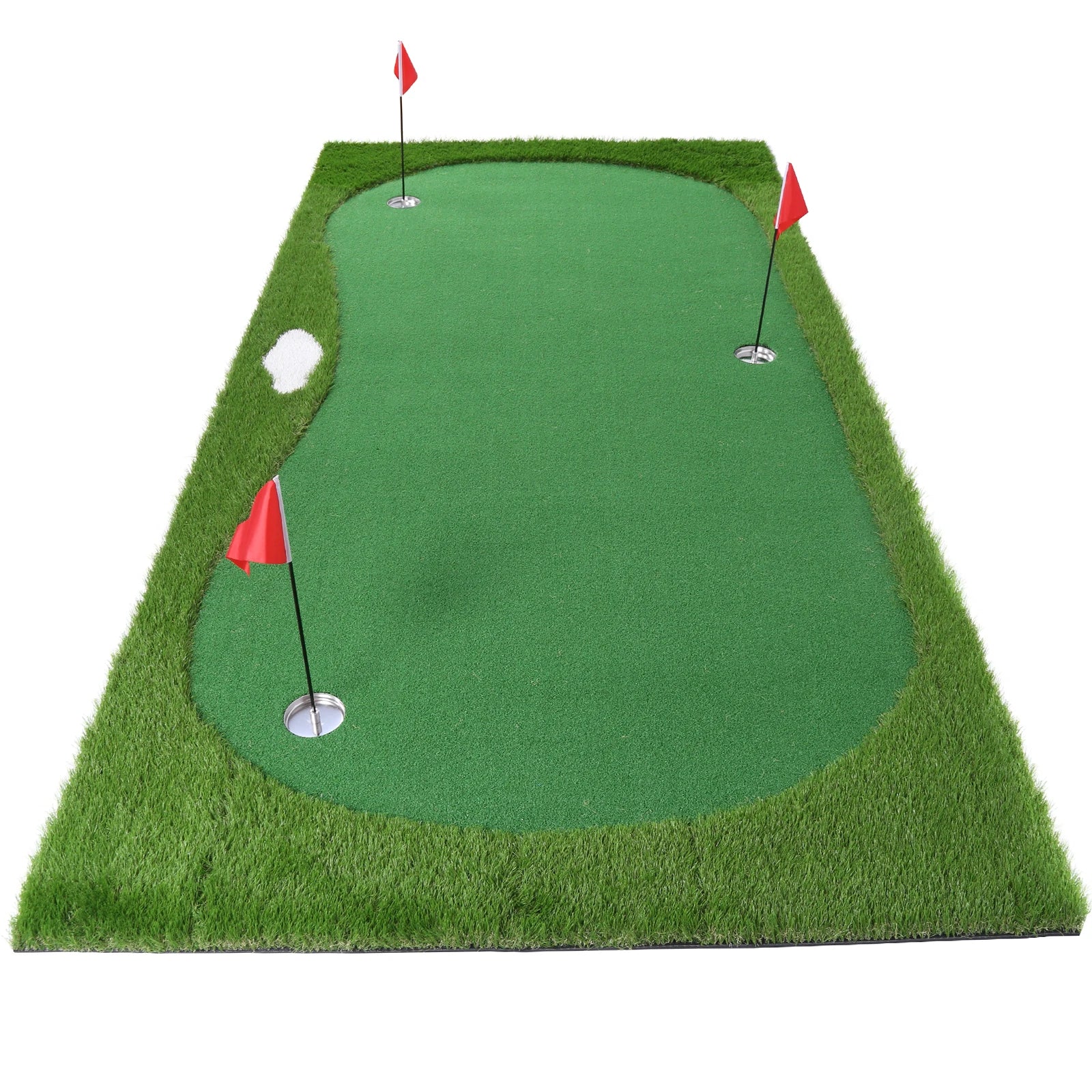 Golf Putting Training Mat Golf Practice Hitting Green Mat with Movable Cup/Slope Pad 3mx1.5m for Putting Practice Indoor Outdoor