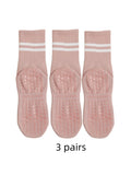 3 pairs of yoga socks, medium length socks, pure cotton anti slip silicone indoor fitness pilates, women's sports socks wholesal