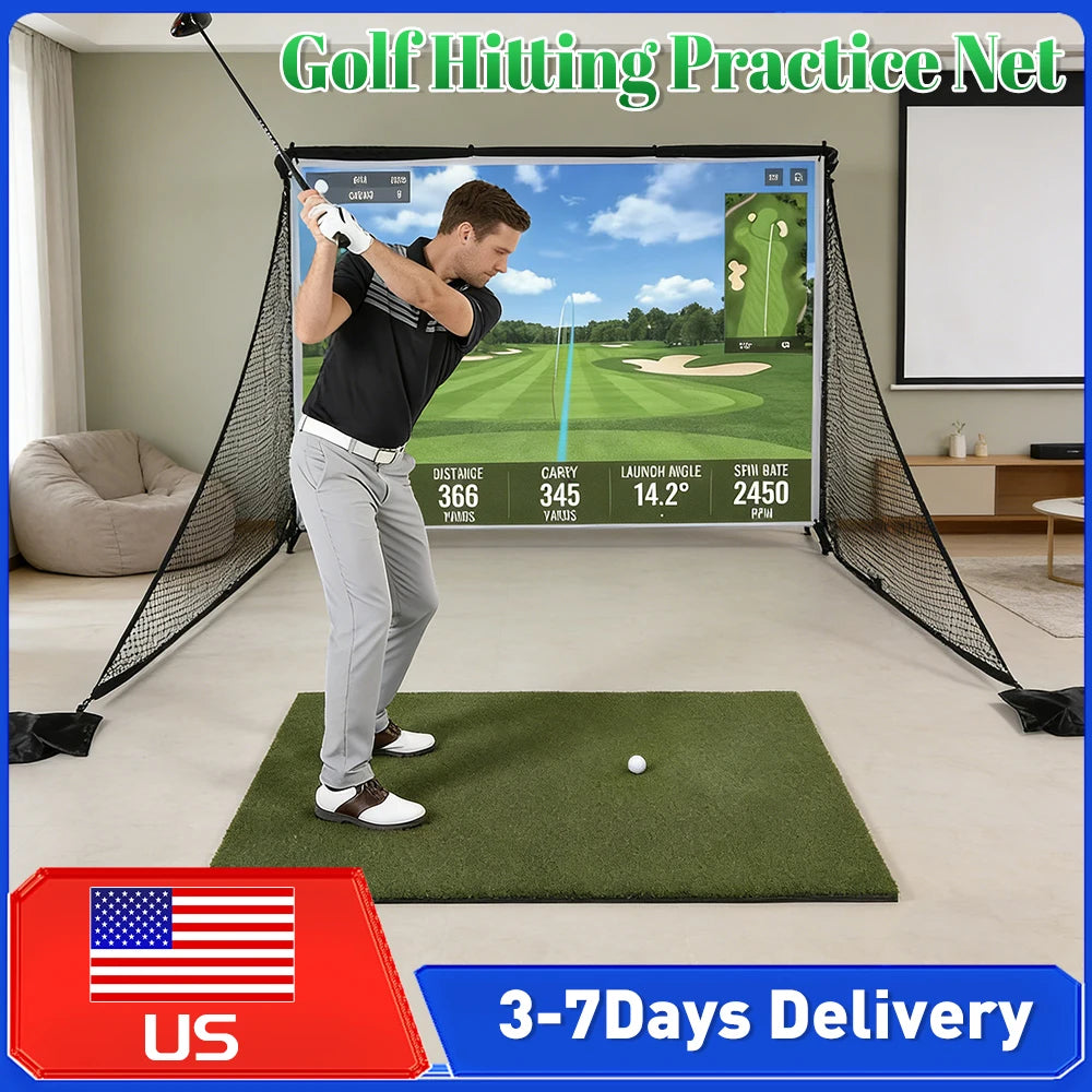 Golf Hitting Practice Net 10x7ft Side Barriers Golf Training Net For Indoor Outdoor Backyard Driving Chipping Swing Practice ﻿
