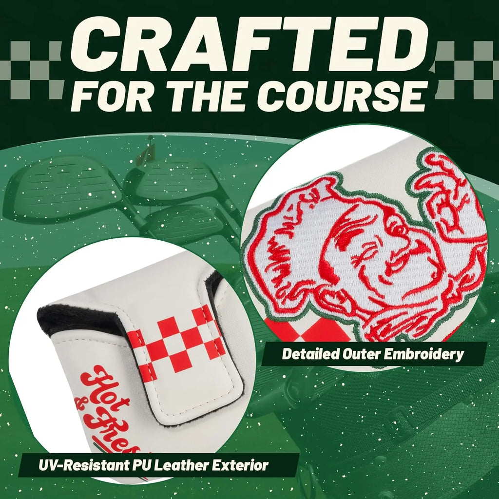 Fur-Lined Mallet Putter Cover with Magnetic Closure, Vegan Leather for Standard Golf Clubs - Funny Accessory