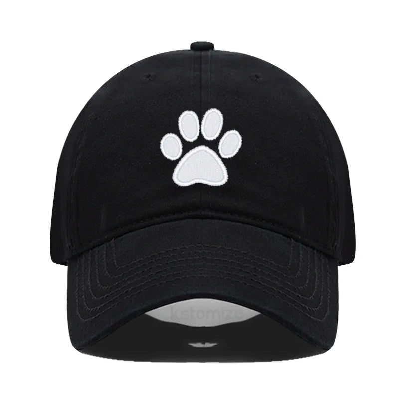 Dog Paw Embroidered Baseball Cap for Women Men Fashion Adjustable Washed Cotton Dad Hat Unisex Classic Golf Caps
