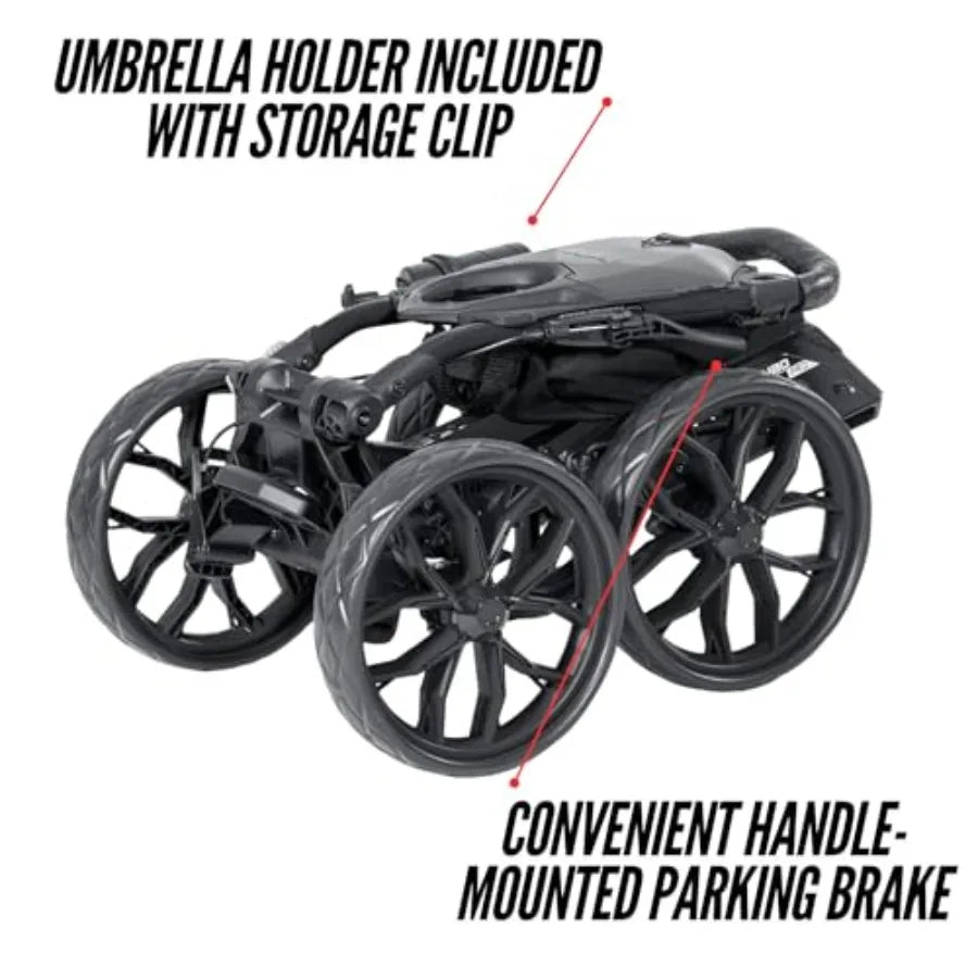 Bag Boy Quad Pro Push Cart Black/Slate for Golf Carry with Durable Polycarbonate Frame and Smooth-Rolling Wheels