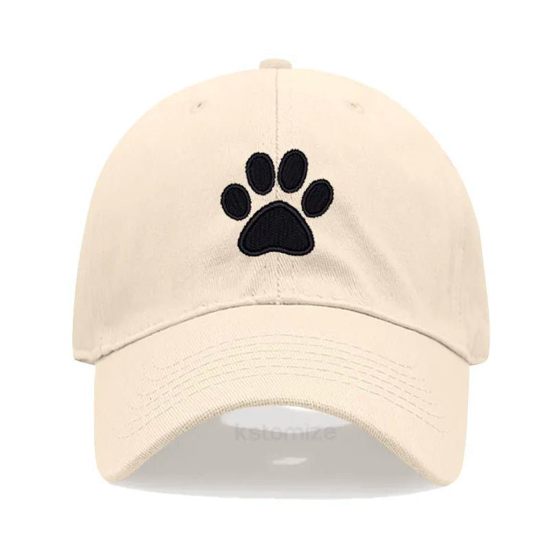 Dog Paw Embroidered Baseball Cap for Women Men Fashion Adjustable Washed Cotton Dad Hat Unisex Classic Golf Caps