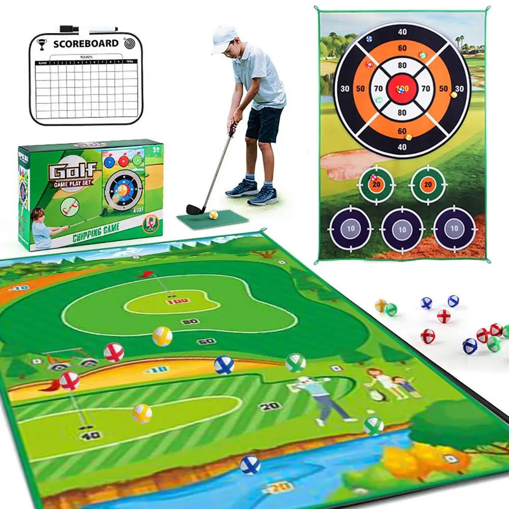 Golf Play Chipping Game 2-in-1 Golf Game Training Mat For Chipping Putting Darting Golf Game For Backyard Garden Activities For