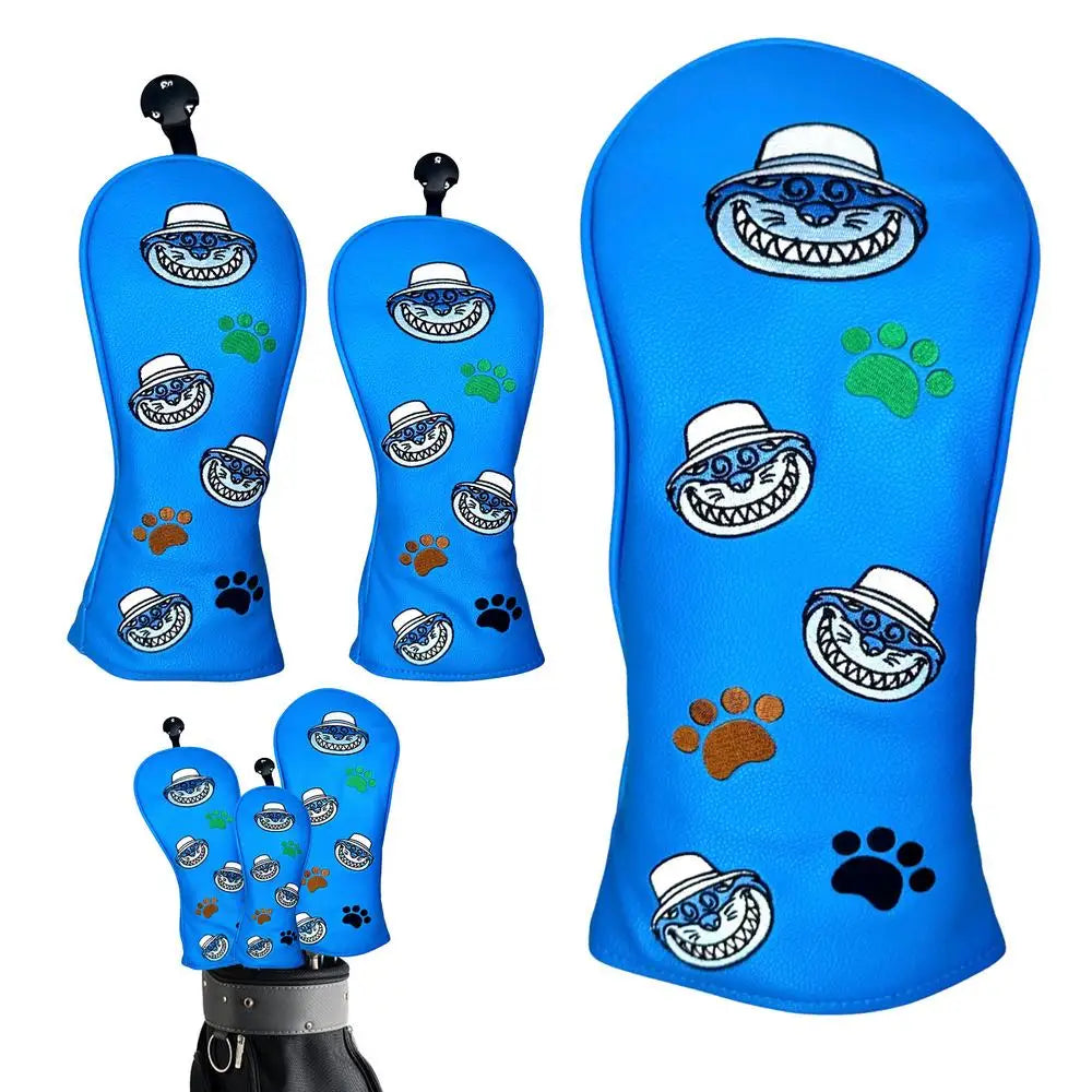 Golf Club Headcover 3pcs Cute Cat Golf Wood Head Covers Waterproof Cute Cat Design Golf Club Wood Head Covers For Golf