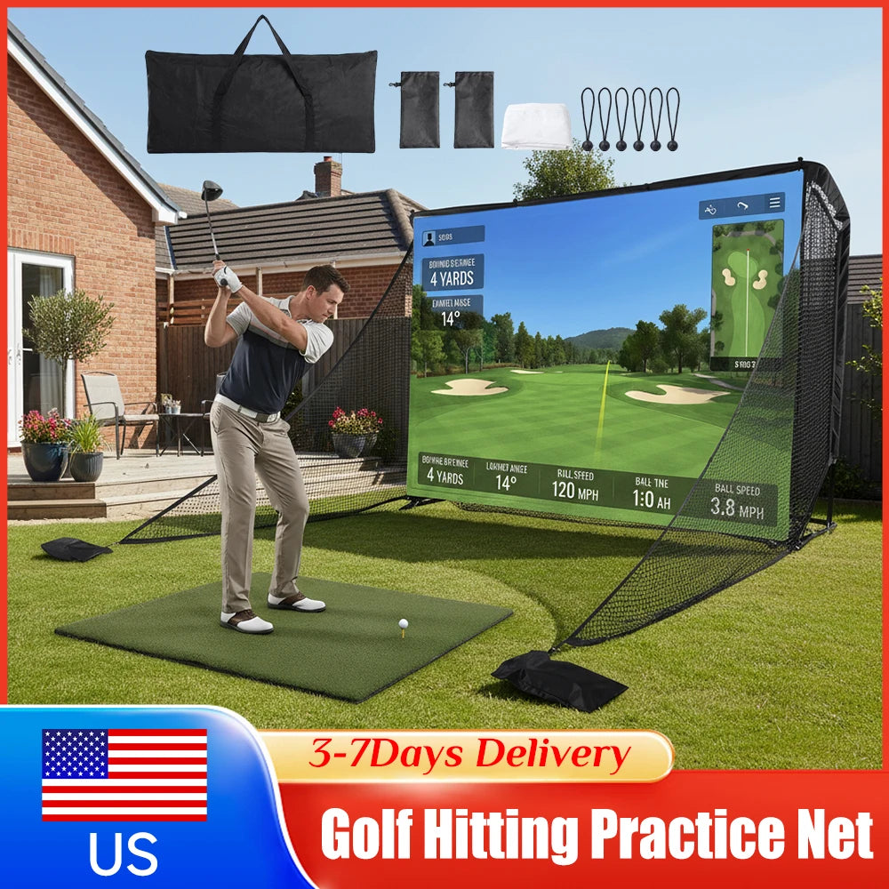Golf Hitting Practice Net 10x7ft Side Barriers Golf Training Net For Indoor Outdoor Backyard Driving Chipping Swing Practice ﻿