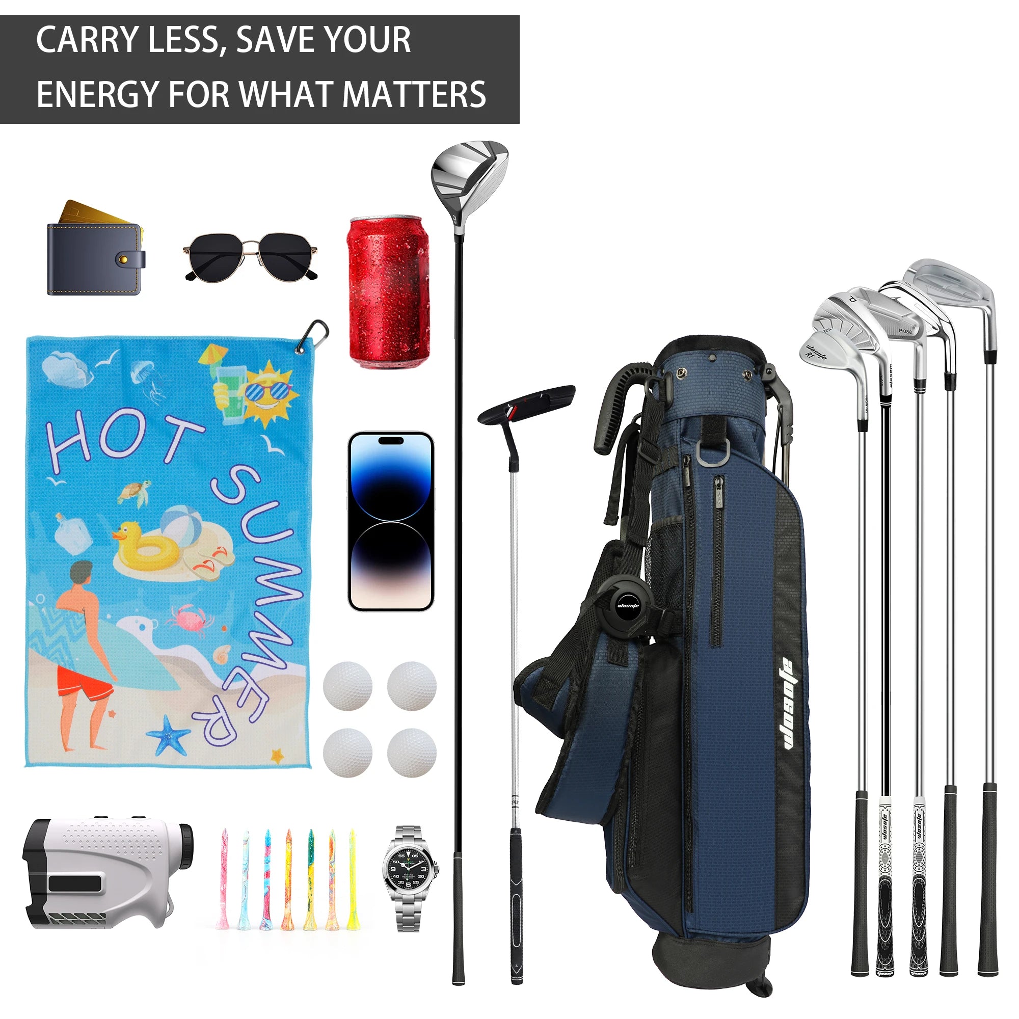 Lightweight Golf Stand Bag for Driving Range & Executive Courses, 2/3 Way Divider Sunday Carry Bag with Auto-Pop Stand, 5 Pocket