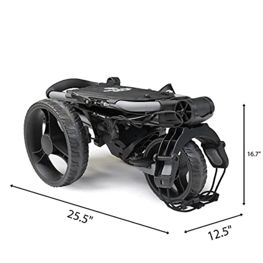 Trilite Golf Push Cart Lightweight and Folding Golf Cart with Adjustable Golf Bag Stand Durable Aluminum Frame in Black Compact